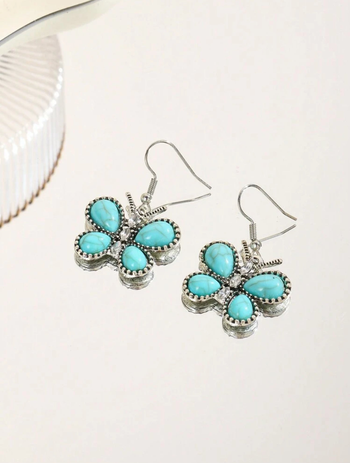 Beautiful Silver and Turquoise Butterfly Earrings