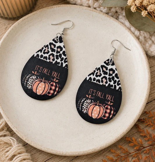 It's Fall Y'all Leather Drop Earrings
