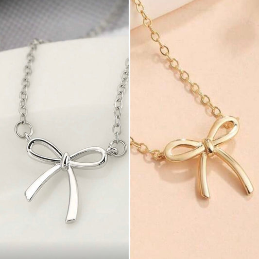 Beautiful Silver or Gold Bow Necklace