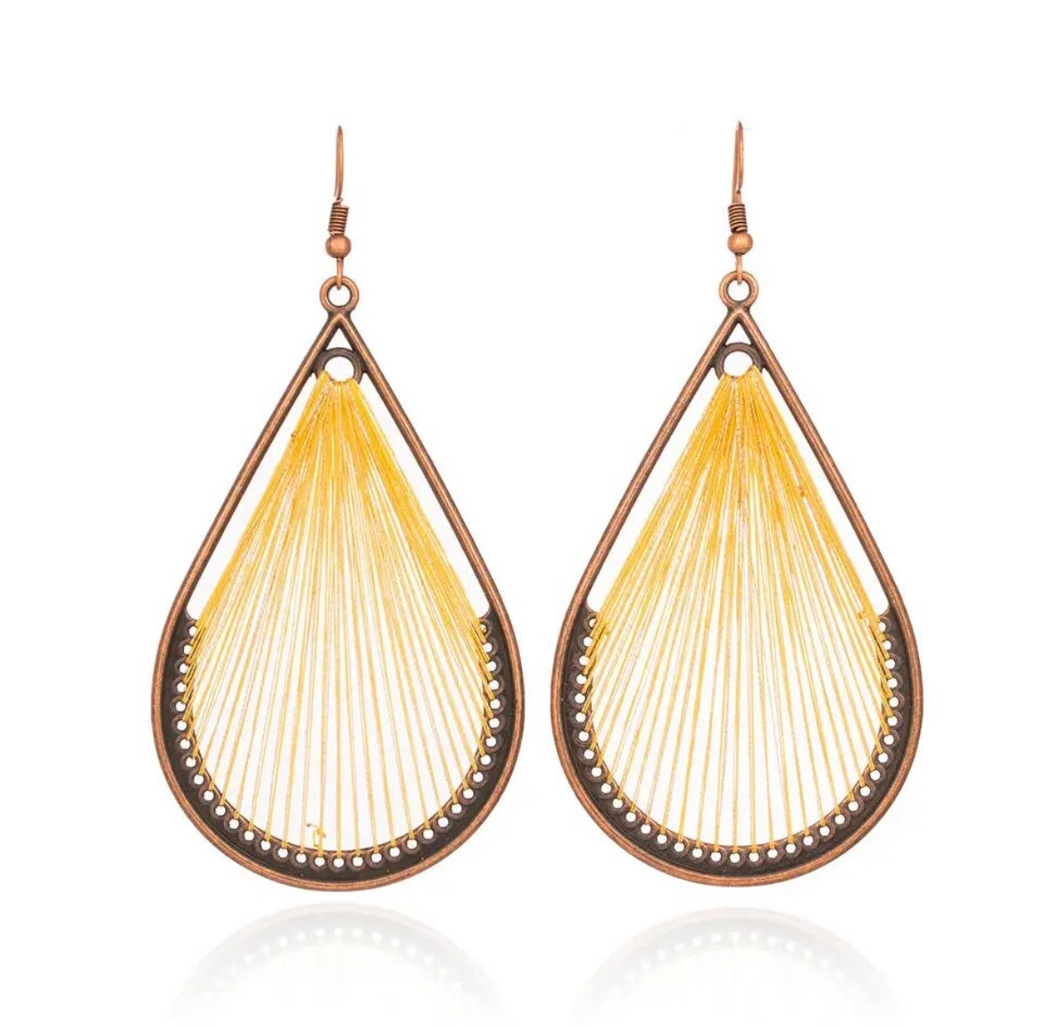 Yellow Stringed Teardrop Earrings