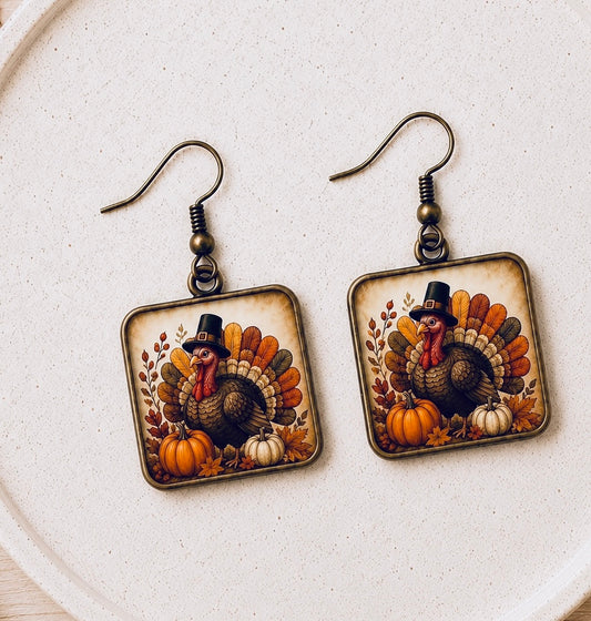 Pilgrim Turkey Square Earrings
