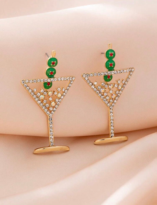 Sparkling Martini Glass Earrings