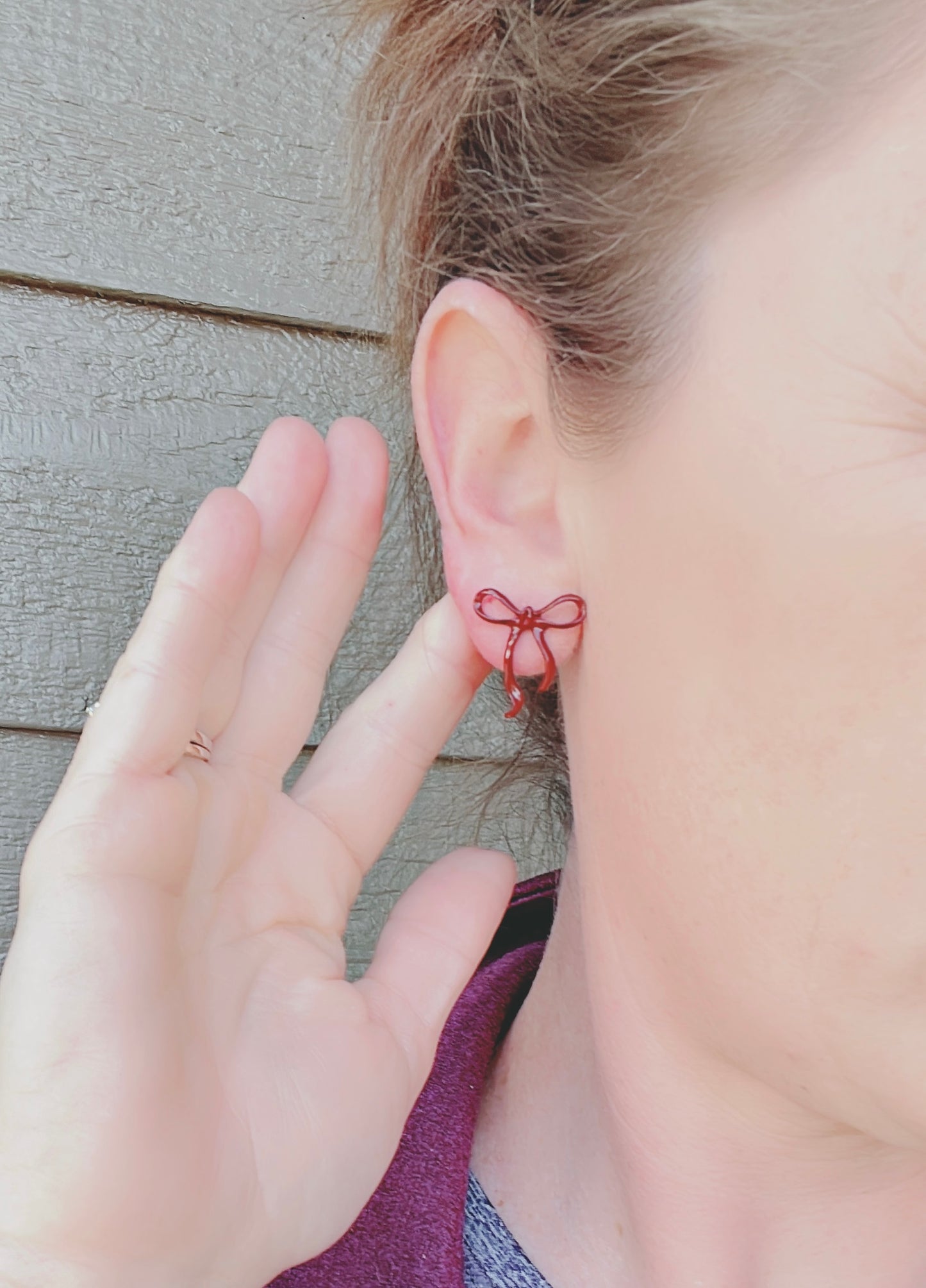 Beautiful Dark Red Bow Earrings
