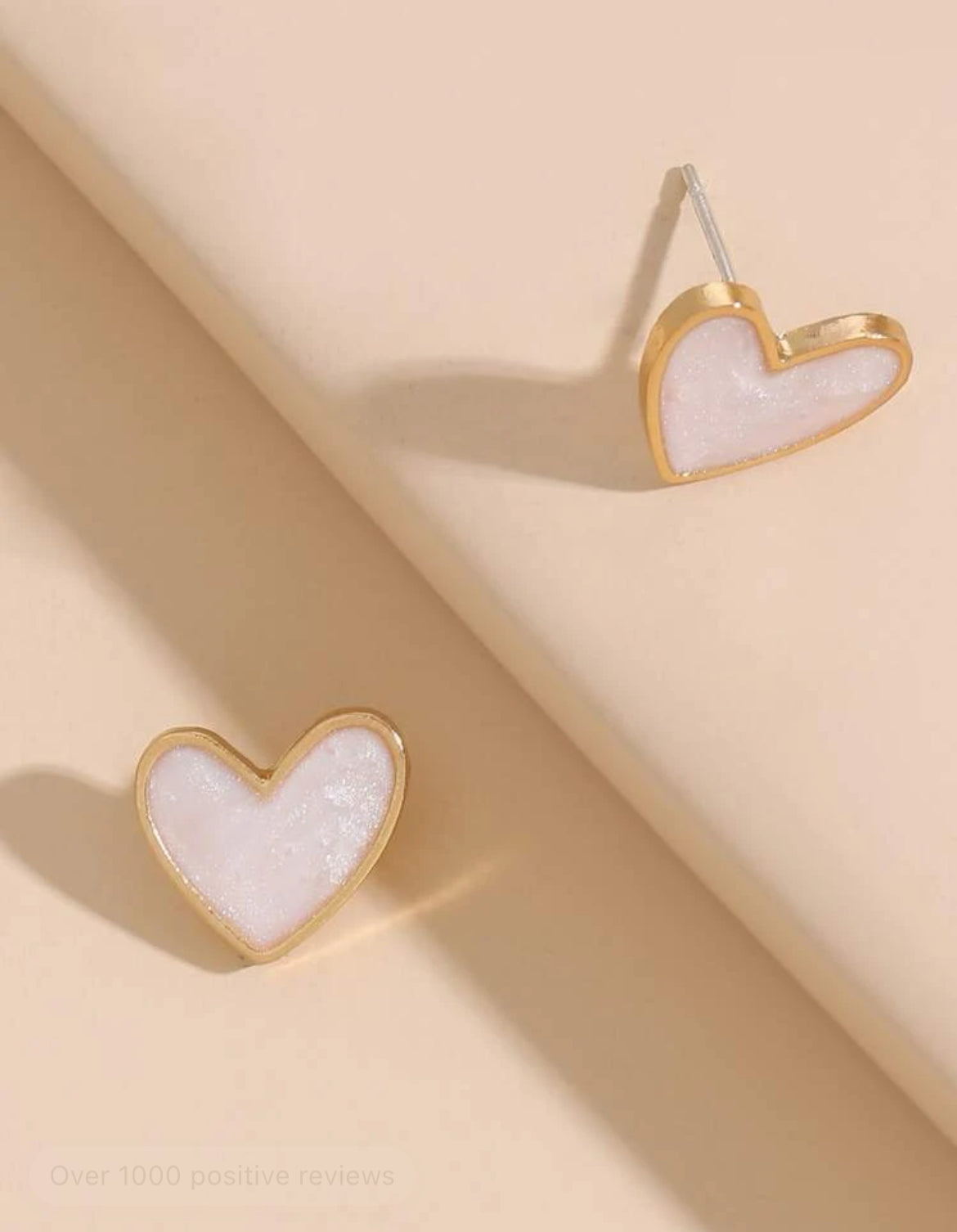 Dainty White Heart Stud Earrings