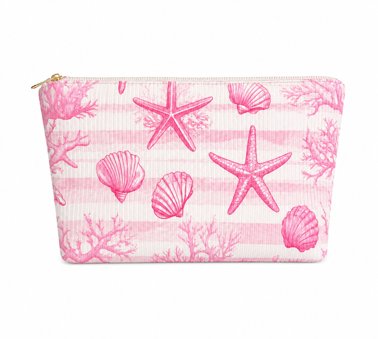 Pink Seashell and Starfish Toiletry/Cosmetic Bag