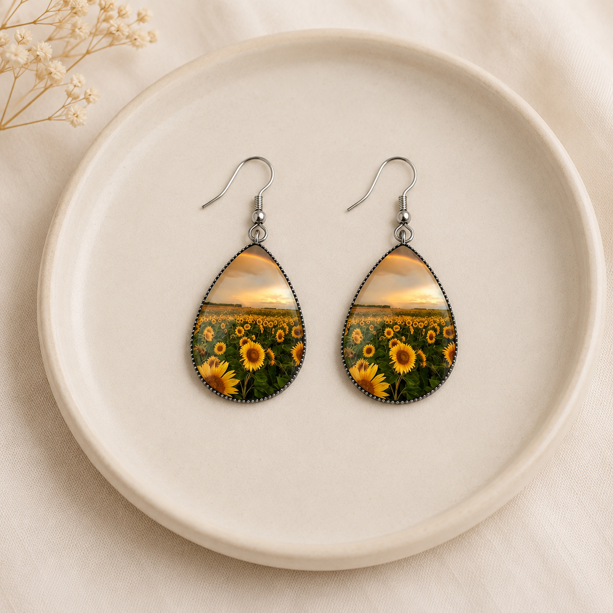 Sunflower Fields Teardrop Earrings