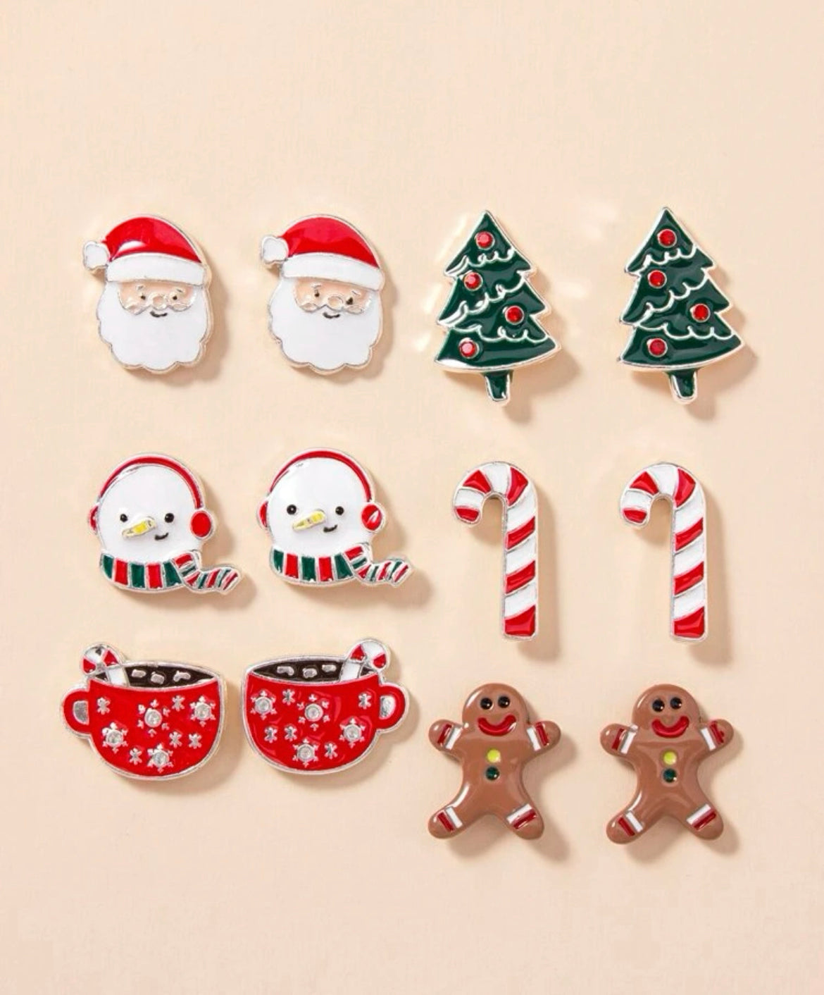 Set of 6 Pairs of Christmas Studs