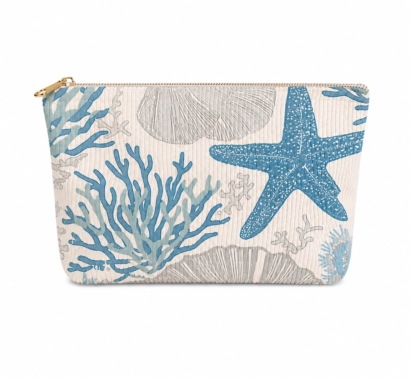Blue Seashell and Star Fish Toiletry/Cosmetic Bag