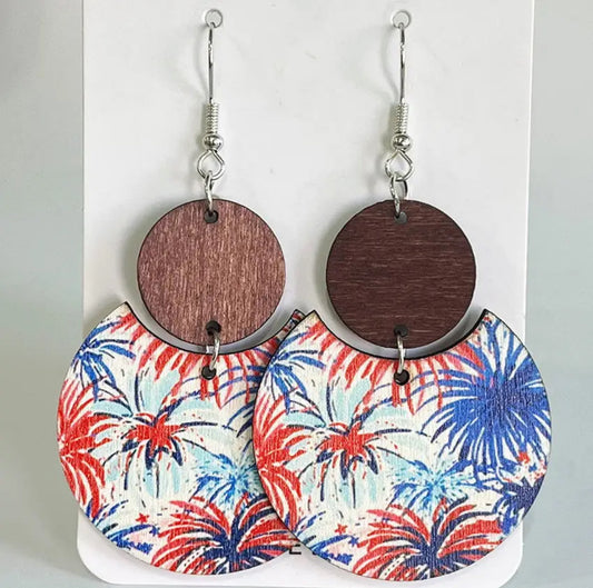 Beautiful Wooden Firework Earrings