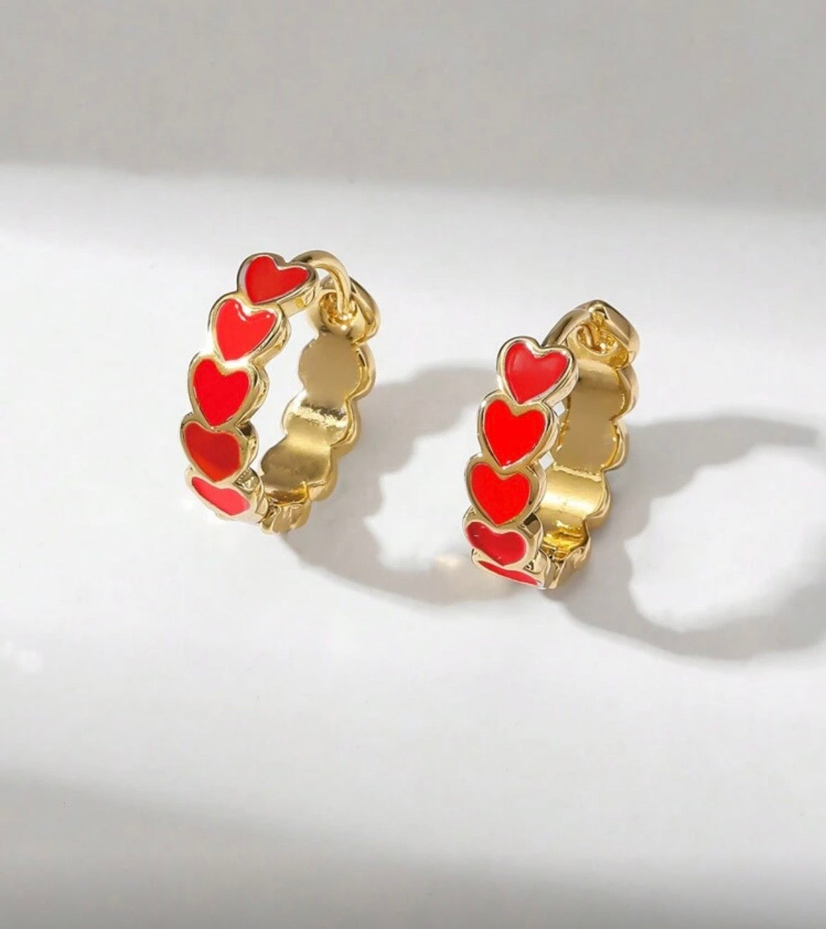 Red Heart Huggie Earrings