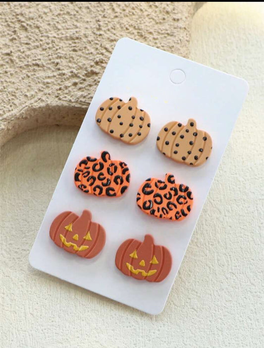 Set of 3 Pumpkin Stud Earrings