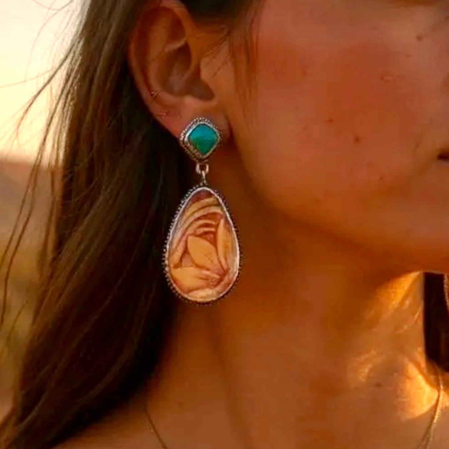 Turquoise Floral Water Drop Earrings