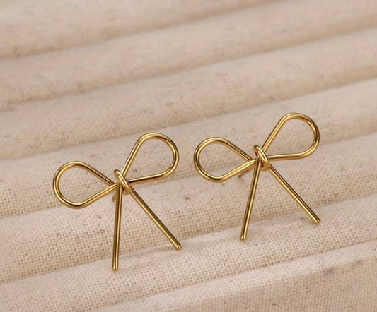 Beautiful Large Gold Bow Earrings