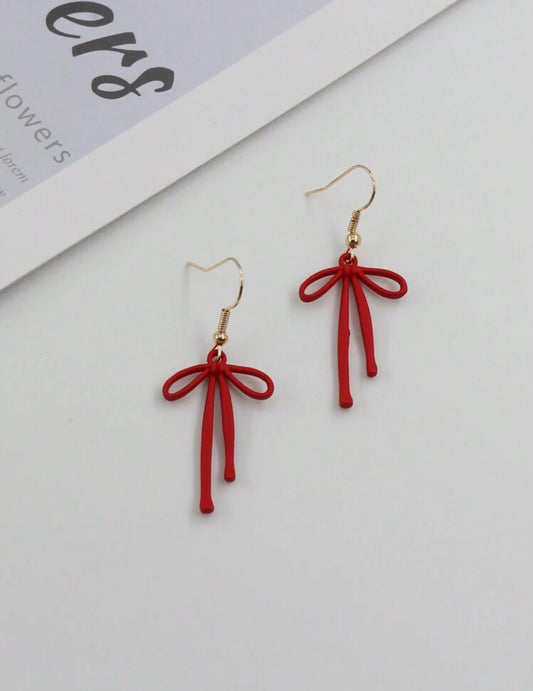 Beautiful Red Bow Earrings
