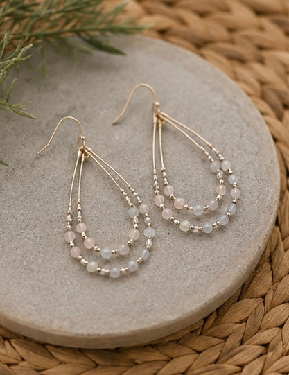 Blush & Pearl Layered Teardrop Earrings