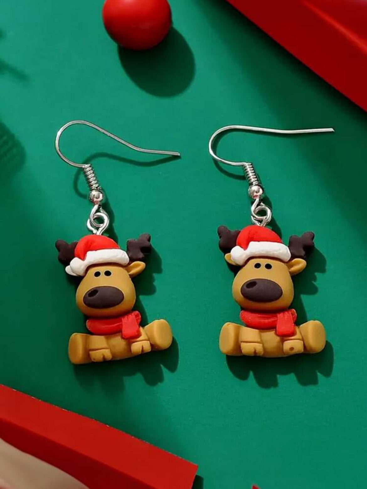 Adorable Resin Reindeer Earrings