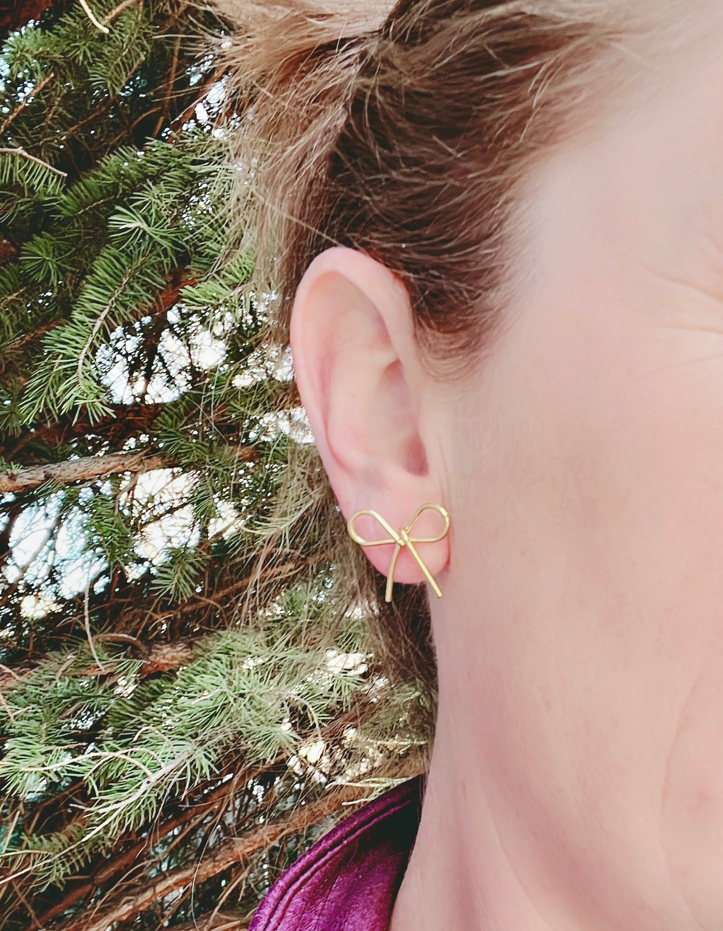 Beautiful Large Gold Bow Earrings