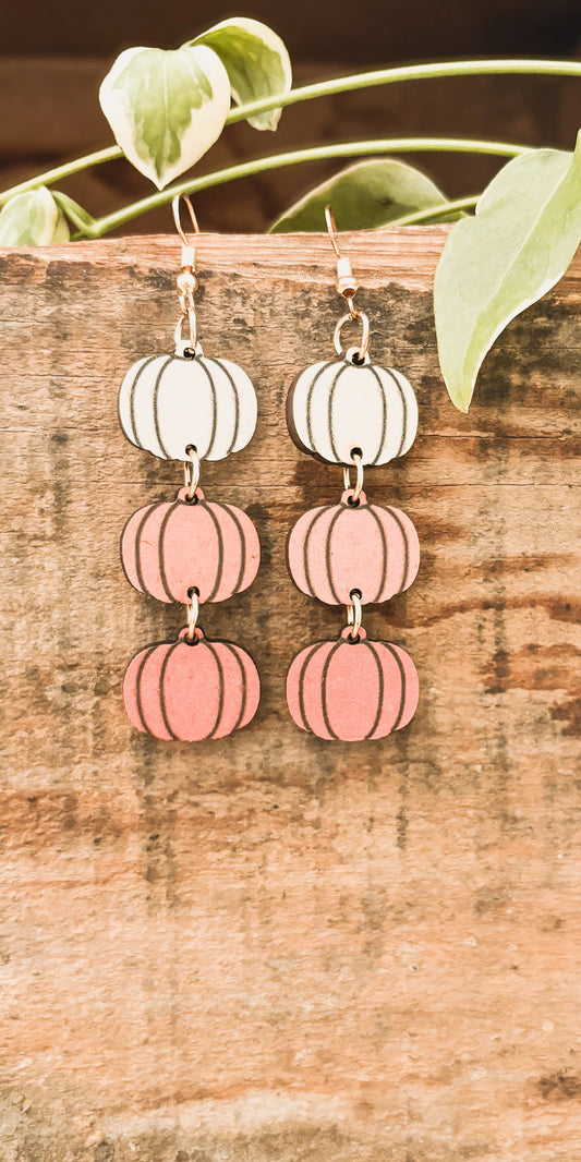 Wooden Pumpkin Drop Earrings