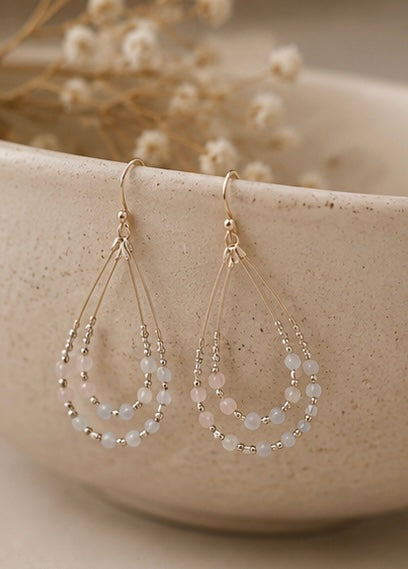 Blush & Pearl Layered Teardrop Earrings