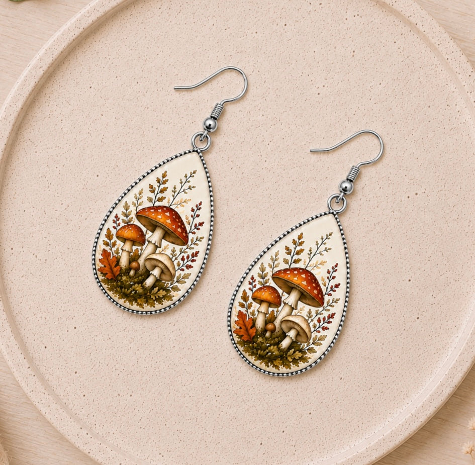 Autumn Woodland Mushroom Earrings