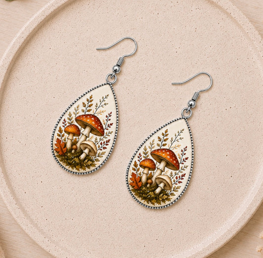 Autumn Woodland Mushroom Earrings
