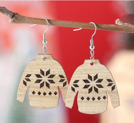 Wooden Sweater Earrings