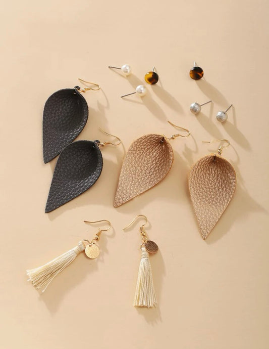 Six Pairs of Tassel Charm Earrings