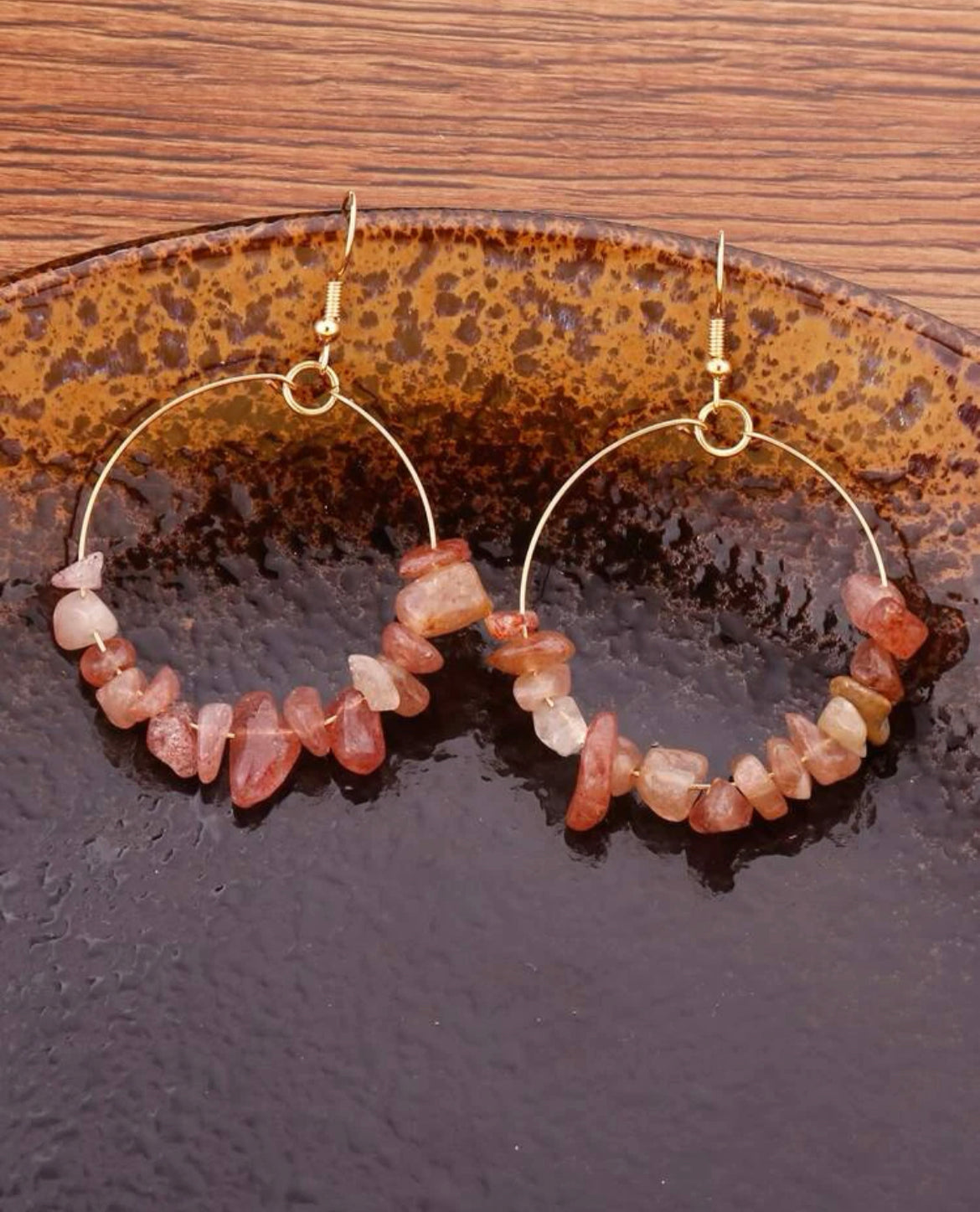 Dusty Pink Stone Drop Earrings