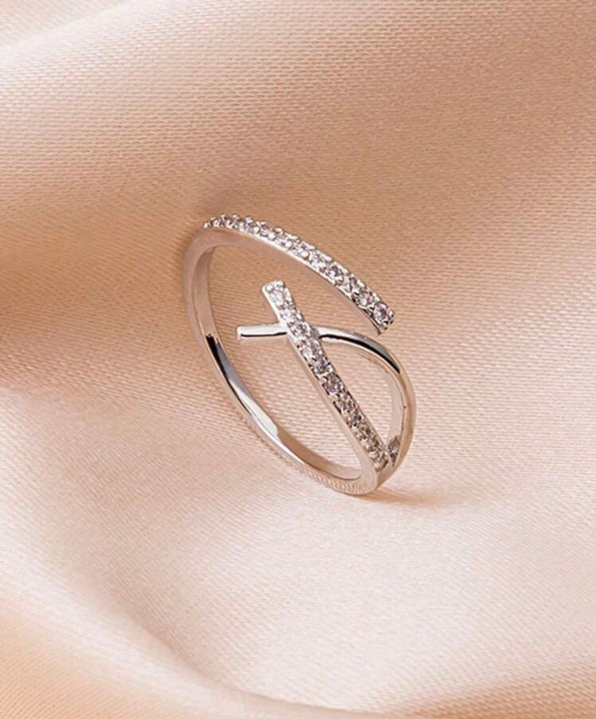 Sparkling Crystal Adjustable Ring – Gold or Silver