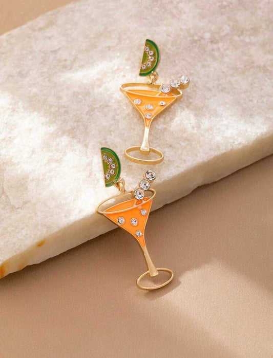 Beautiful Orange Boho Cocktail Glass Earrings