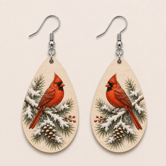 Winter Cardinal Earrings