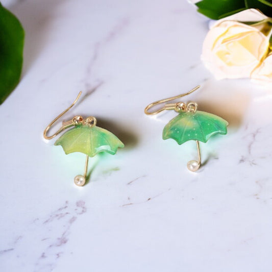 Beautiful Light Green Umbrella Earrings