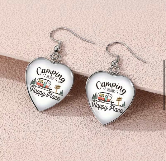 "Camping is my Happy Place" Earrings