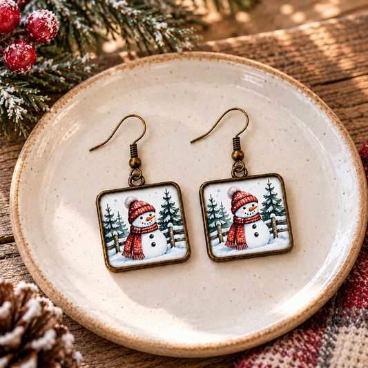 Cozy Winter Snowman Earrings