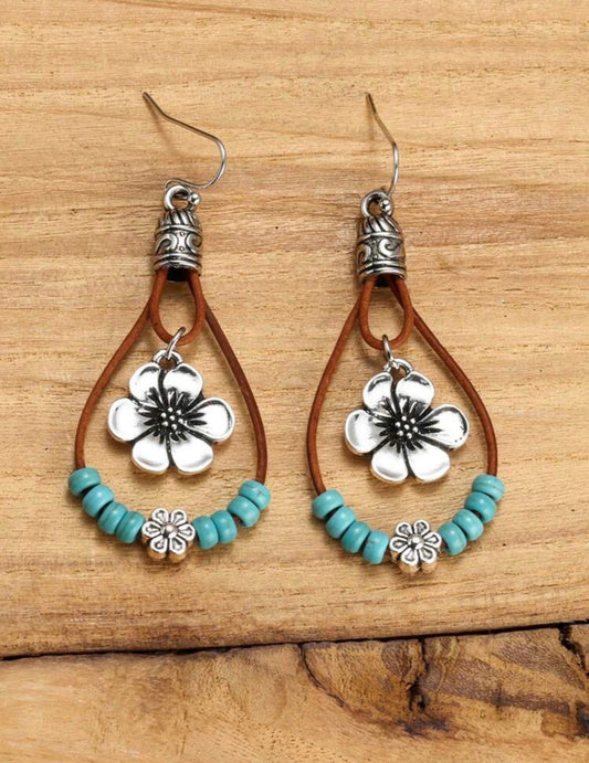 Turquoise Bloom Teardrop Earrings