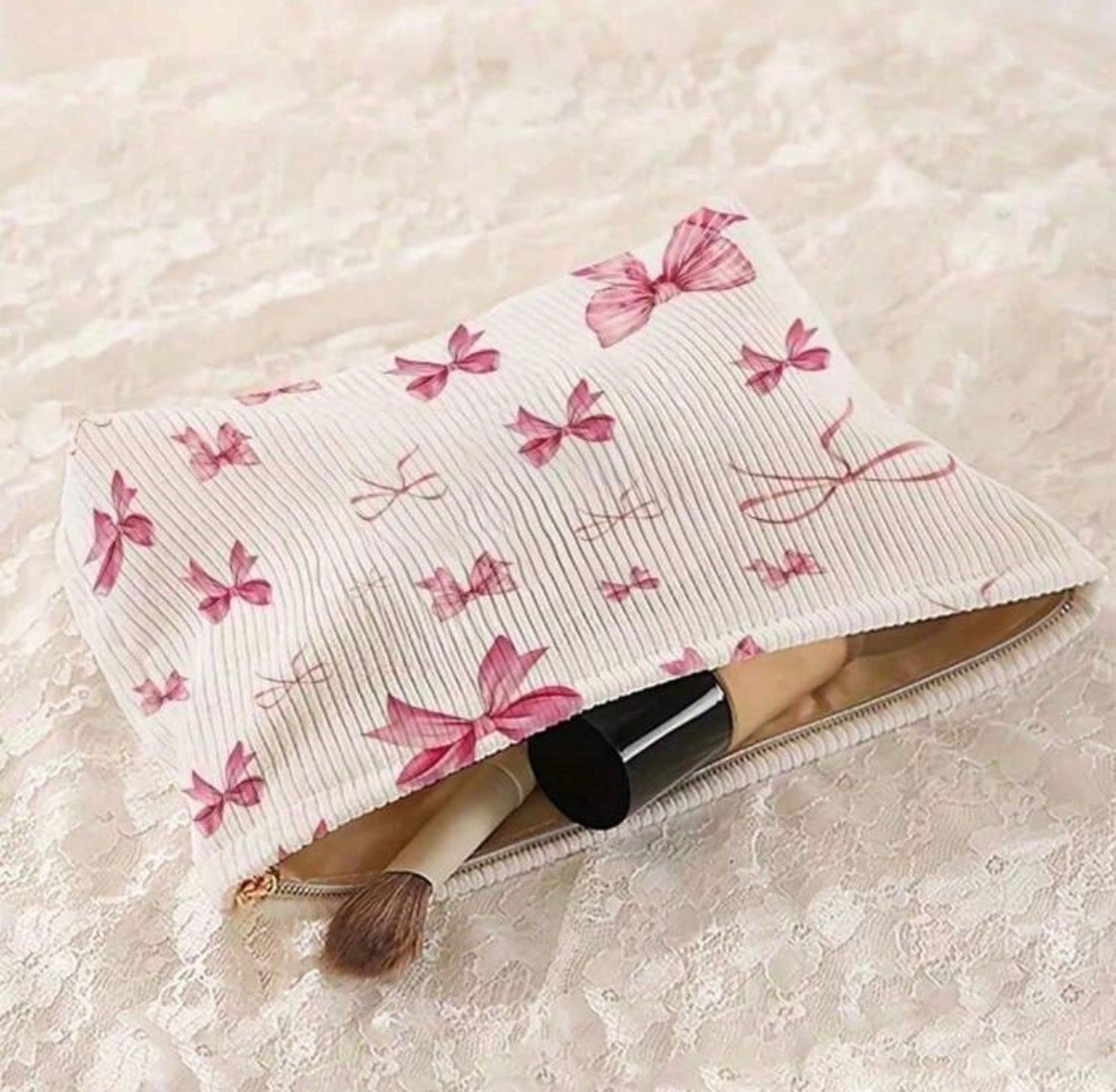 Pretty in Pink Bow Toiletry/Cosmetic Bag