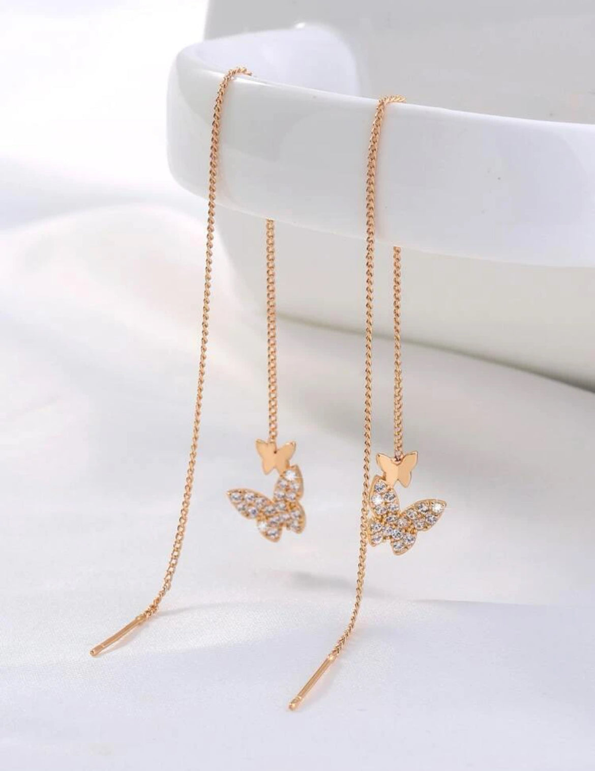 Beautiful Silver or Gold Butterfly Threader Earrings