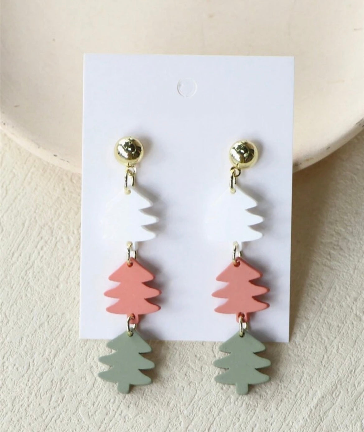 Beautiful Tri-Color Acrylic Christmas Tree Earrings