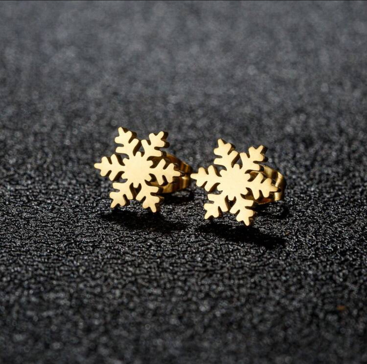 Gold Snowflake Stud Earrings