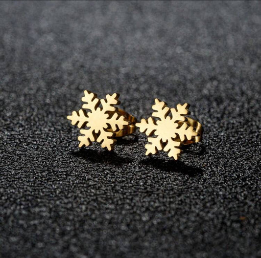 Gold Snowflake Stud Earrings