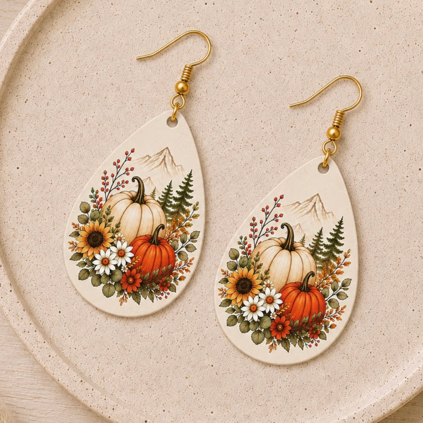 Autumn Mountain Wooden Earrings