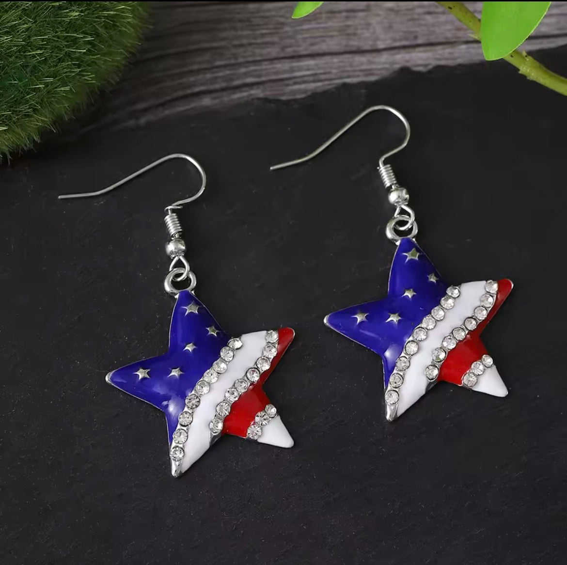 Patriotic Star Sparkle Earrings
