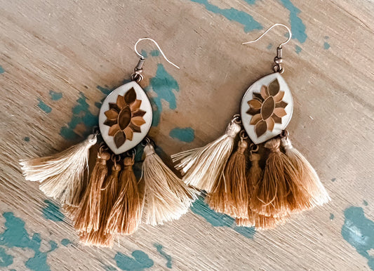 Beige Tassel Earrings