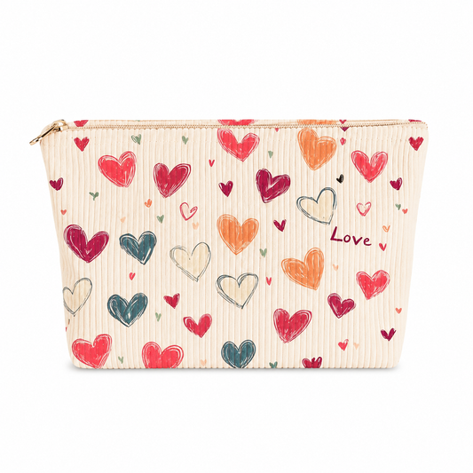 Multicolored Hearts Toiletry/Cosmetic Bag