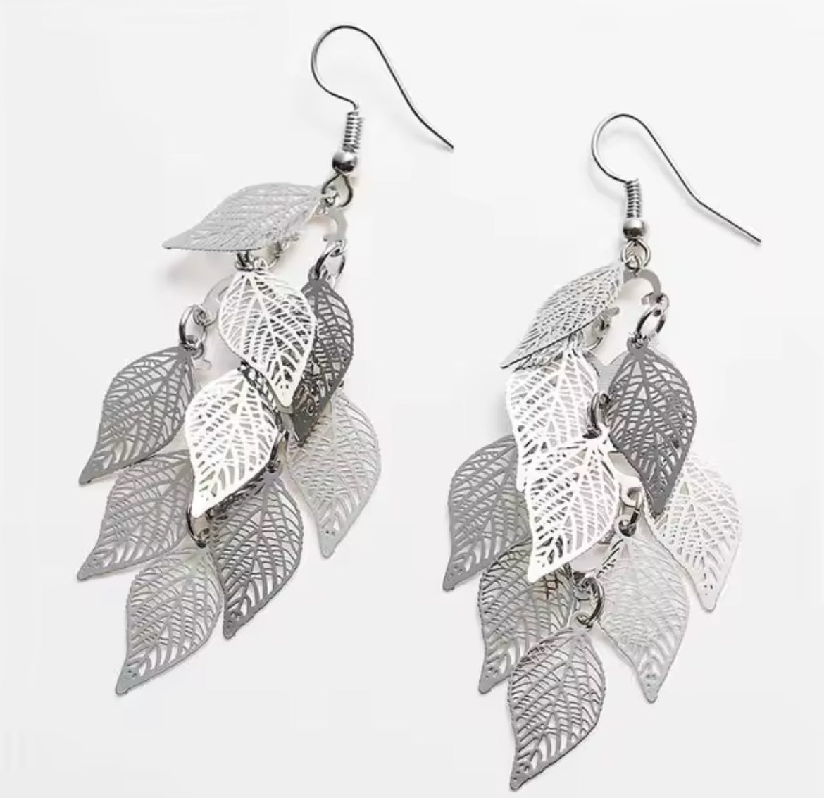 Beautiful Silver Leaf Tassel Earrings