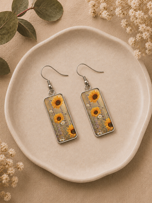Sunflower Meadow Rectangle Earrings