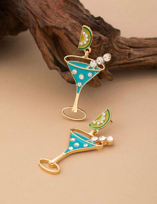 Beautiful Blue Boho Cocktail Glass Earrings