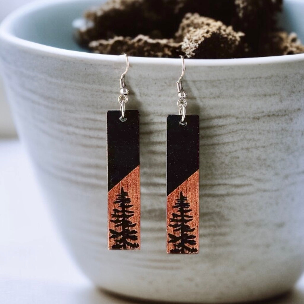 Beautiful Rustic Wooden Tree Earrings