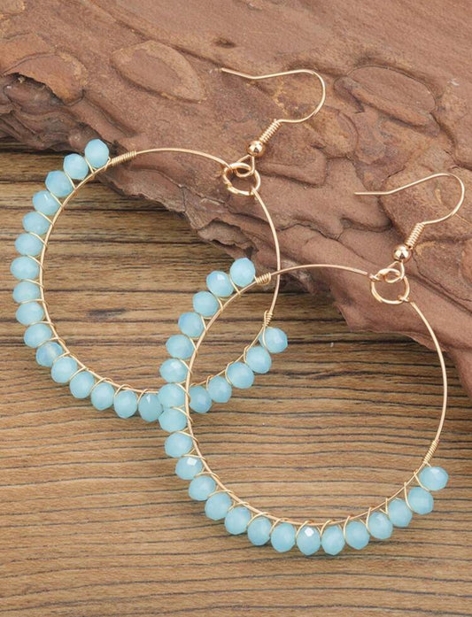 Beautiful Light Blue Beaded Drop Earrings