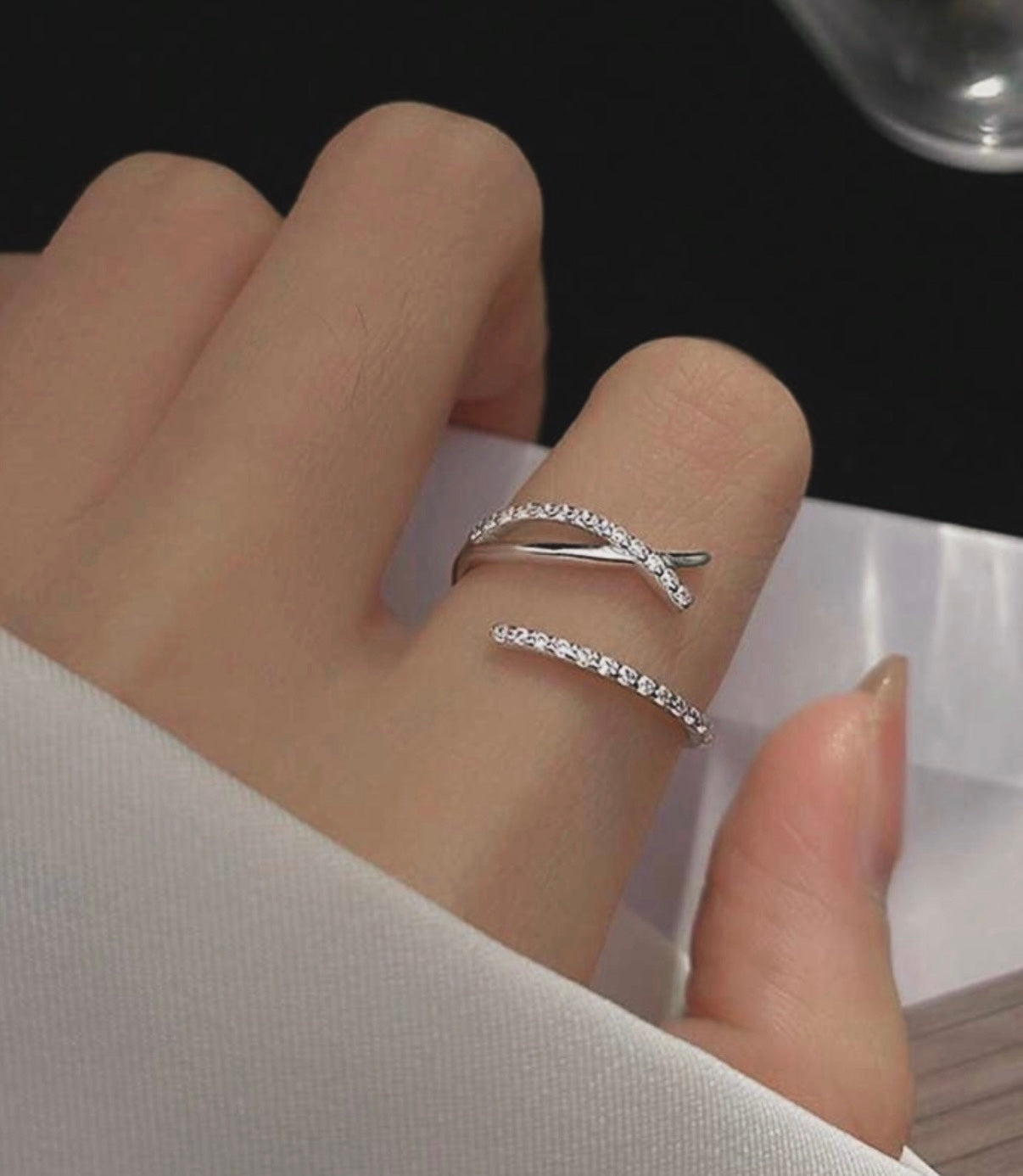Sparkling Crystal Adjustable Ring – Gold or Silver